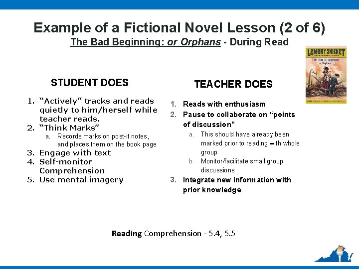Example of a Fictional Novel Lesson (2 of 6) The Bad Beginning: or Orphans Example of a Fictional Novel Lesson (2 of 6) The Bad Beginning: or Orphans