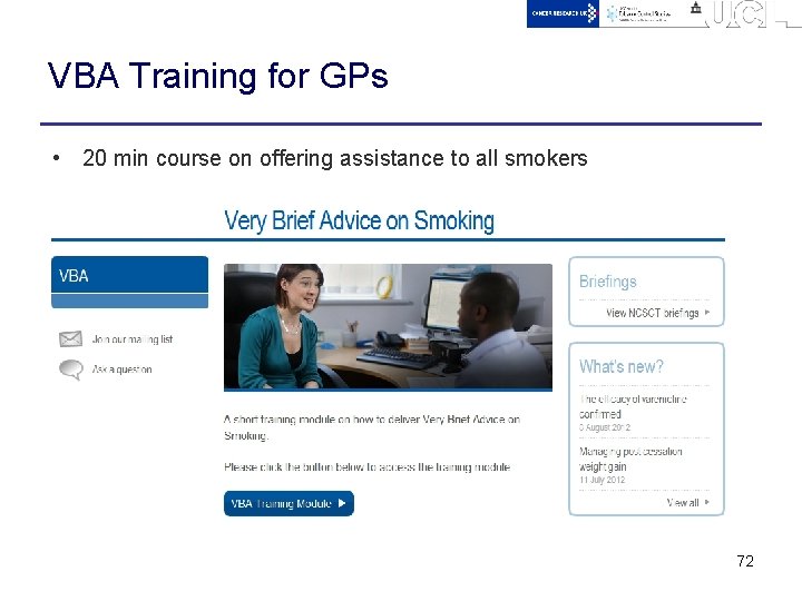 VBA Training for GPs • 20 min course on offering assistance to all smokers