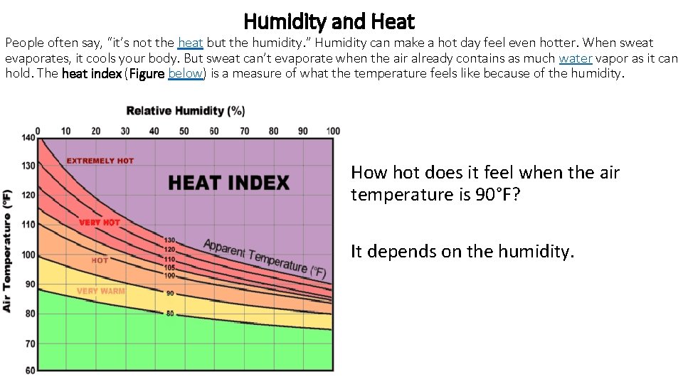 Humidity and Heat People often say, “it’s not the heat but the humidity. ” Humidity and Heat People often say, “it’s not the heat but the humidity. ”