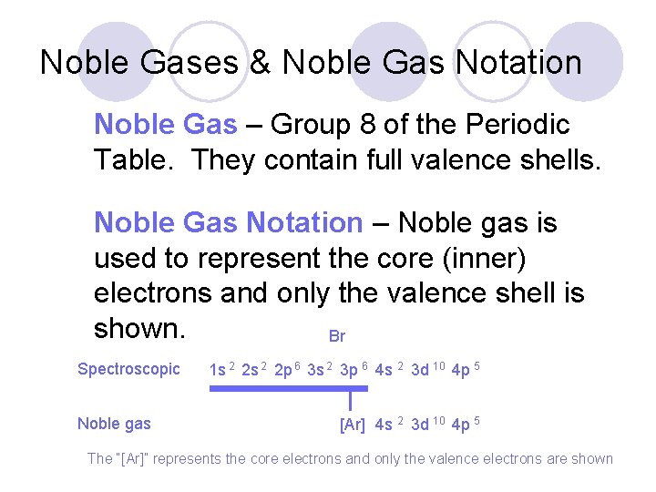 Noble Gases & Noble Gas Notation Noble Gas – Group 8 of the Periodic