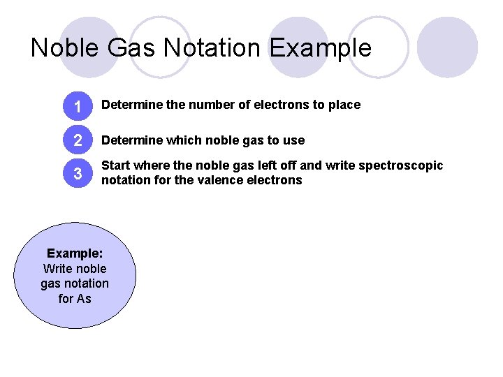 Noble Gas Notation Example 1 Determine the number of electrons to place 2 Determine