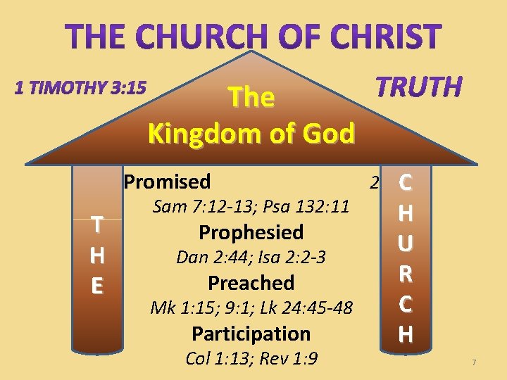 The Kingdom of God Promised T H E Sam 7: 12 -13; Psa 132: