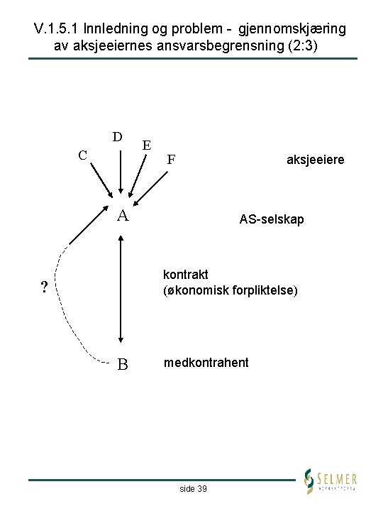 V. 1. 5. 1 Innledning og problem - gjennomskjæring av aksjeeiernes ansvarsbegrensning (2: 3)