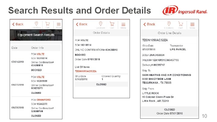 Search Results and Order Details 10 