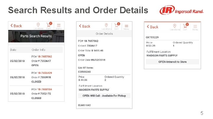 Search Results and Order Details 5 
