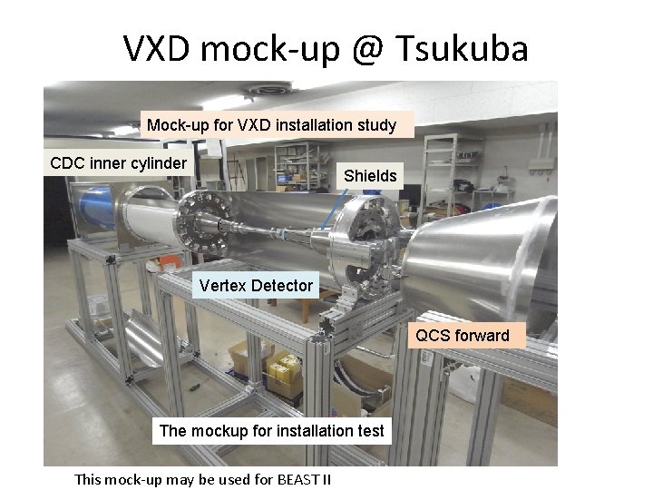 VXD mock-up @ Tsukuba Mock-up for VXD installation study CDC inner cylinder Shields Vertex