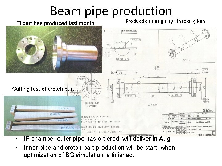 Beam pipe production Ti part has produced last month Production design by Kinzoku giken