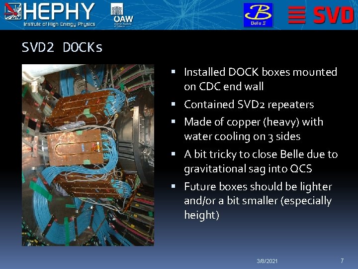 SVD 2 DOCKs Installed DOCK boxes mounted on CDC end wall Contained SVD 2