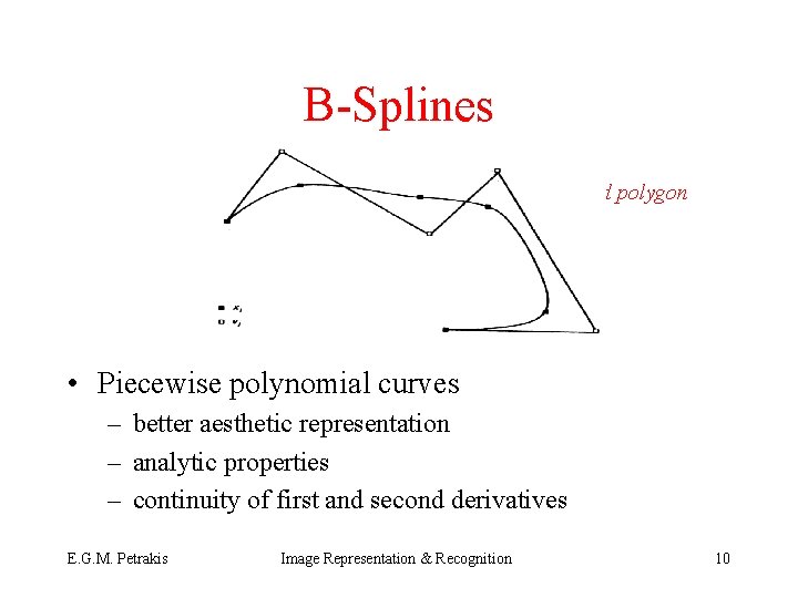 B-Splines guided polygon spline • Piecewise polynomial curves – better aesthetic representation – analytic