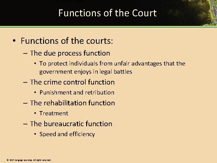 Functions of the Court • Functions of the courts: – The due process function Functions of the Court • Functions of the courts: – The due process function
