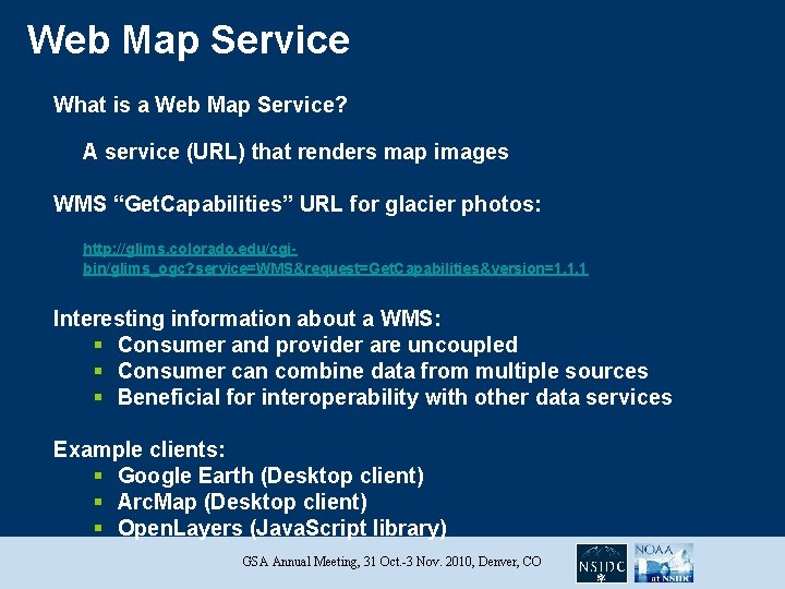 Web Map Service What is a Web Map Service? A service (URL) that renders