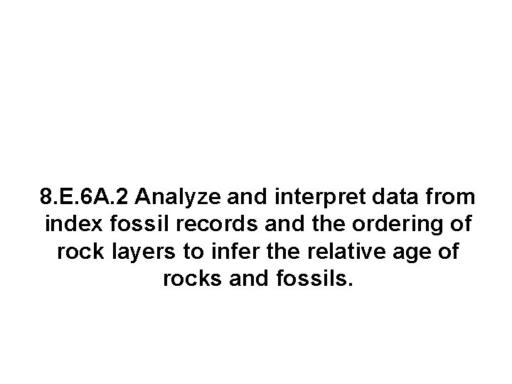 8. E. 6 A. 2 Analyze and interpret data from index fossil records and