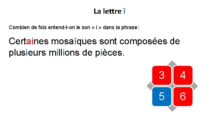 La lettre ï Combien de fois entend-t-on le son « i » dans la