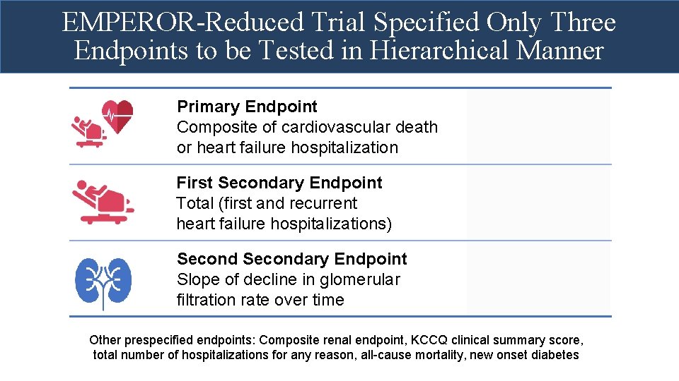 EMPEROR-Reduced Trial Specified Only Three Endpoints to be Tested in Hierarchical Manner Primary Endpoint