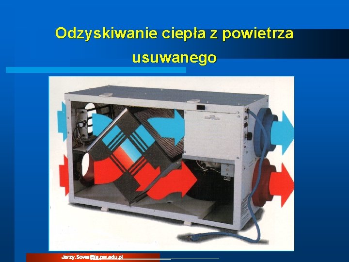 Odzyskiwanie ciepła z powietrza usuwanego Jerzy. Sowa@is. pw. edu. pl Odzyskiwanie ciepła z powietrza usuwanego Jerzy. Sowa@is. pw. edu. pl