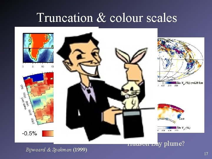 Truncation & colour scales Bijwaard & Spakman (1999) Hudson Bay plume? 17 