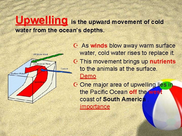 Upwelling is the upward movement of cold water from the ocean’s depths. Z As Upwelling is the upward movement of cold water from the ocean’s depths. Z As