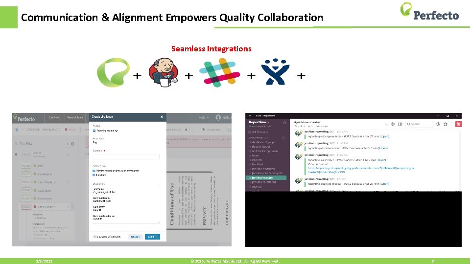 Communication & Alignment Empowers Quality Collaboration Seamless Integrations 3/9/2021 © 2015, Perfecto Mobile Ltd.