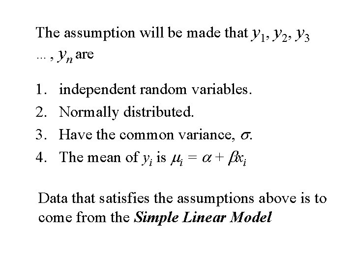 The assumption will be made that y 1, y 2, y 3 …, yn