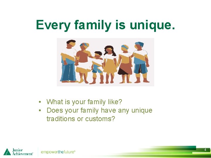 Every family is unique. • What is your family like? • Does your family