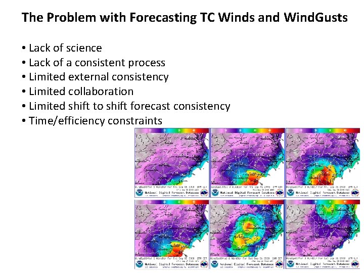 The Problem with Forecasting TC Winds and Wind. Gusts • Lack of science •