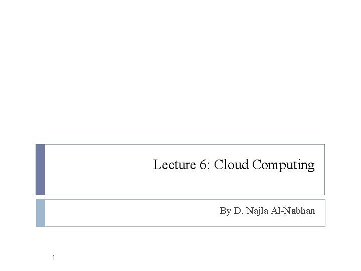 Lecture 6: Cloud Computing By D. Najla Al-Nabhan 1 