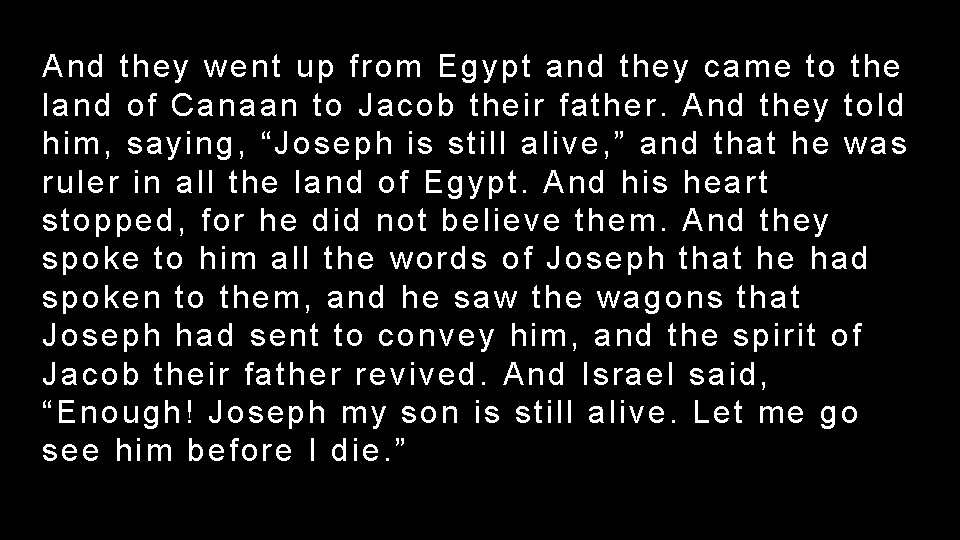 And they went up from Egypt and they came to the land of Canaan