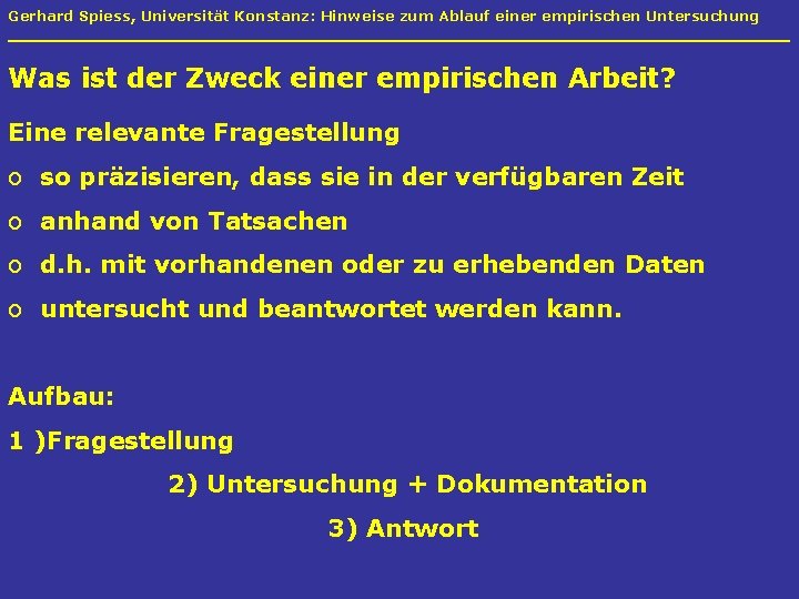 Gerhard Spiess Universitt Konstanz Hinweise Zum Ablauf Einer