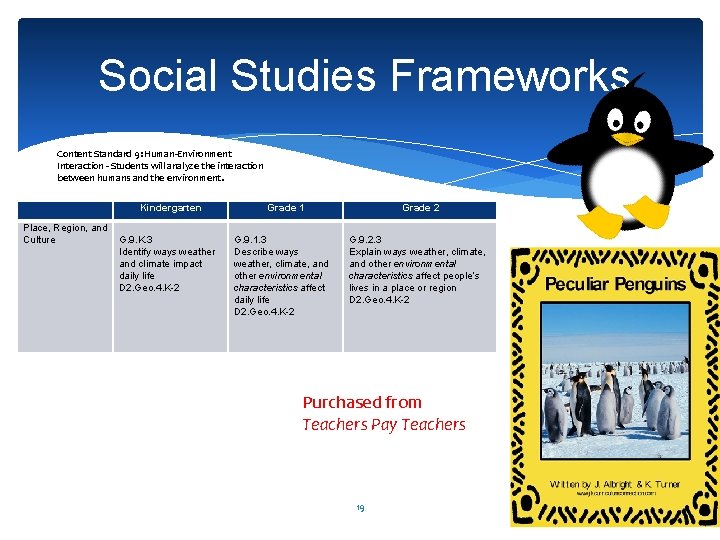  Social Studies Frameworks Content Standard 9: Human-Environment Interaction - Students will analyze the