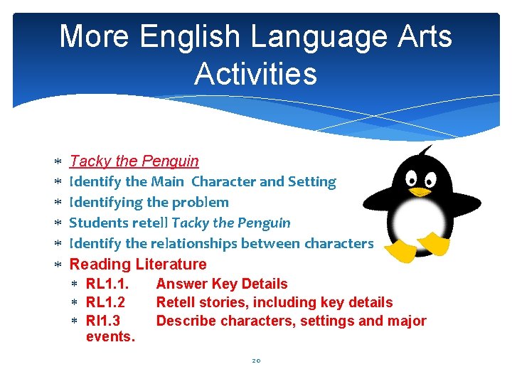 More English Language Arts Activities Tacky the Penguin Identify the Main Character and Setting