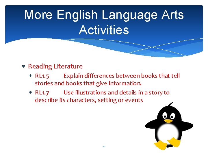 More English Language Arts Activities Reading Literature RL 1. 5 Explain differences between books