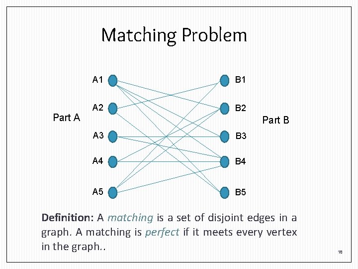 Matching Problem Part A A 1 B 1 A 2 B 2 Part B