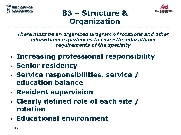 B 3 – Structure & Organization There must be an organized program of rotations