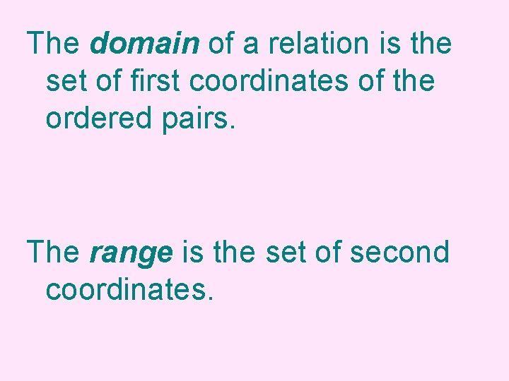 The domain of a relation is the set of first coordinates of the ordered