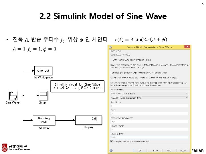 5 2. 2 Simulink Model of Sine Wave EMLAB 