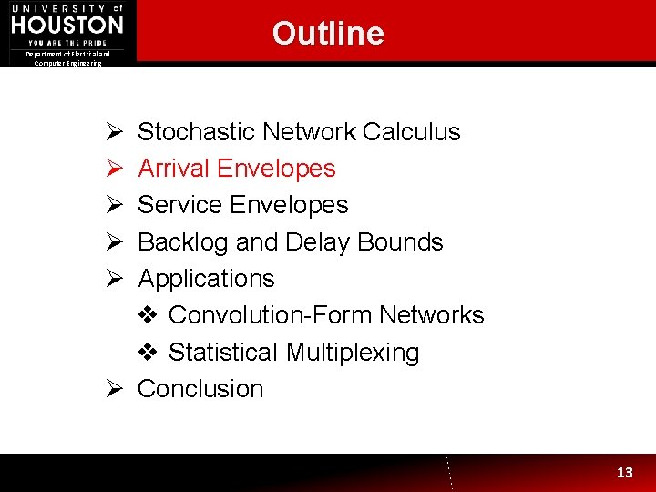 Department of Electrical and Computer Engineering Outline Ø Ø Ø Stochastic Network Calculus Arrival Department of Electrical and Computer Engineering Outline Ø Ø Ø Stochastic Network Calculus Arrival