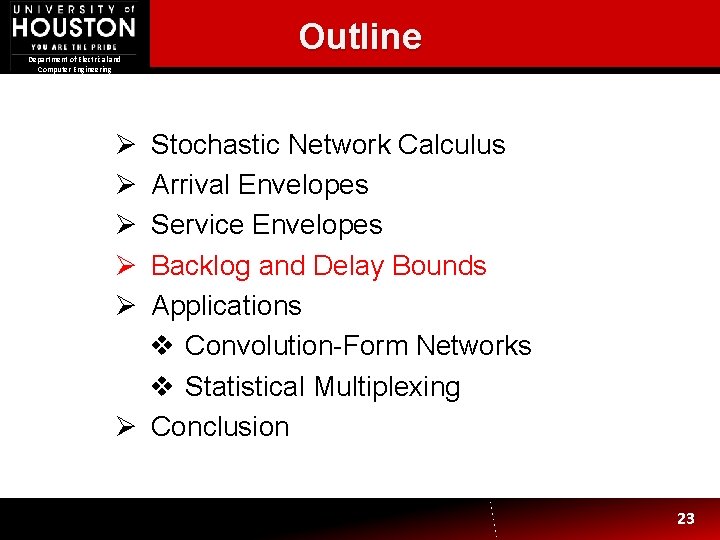 Department of Electrical and Computer Engineering Outline Ø Ø Ø Stochastic Network Calculus Arrival Department of Electrical and Computer Engineering Outline Ø Ø Ø Stochastic Network Calculus Arrival