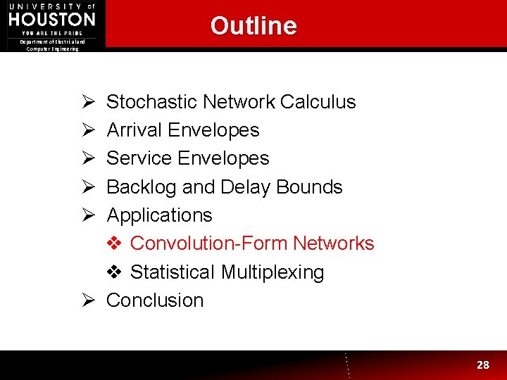 Department of Electrical and Computer Engineering Outline Ø Ø Ø Stochastic Network Calculus Arrival Department of Electrical and Computer Engineering Outline Ø Ø Ø Stochastic Network Calculus Arrival