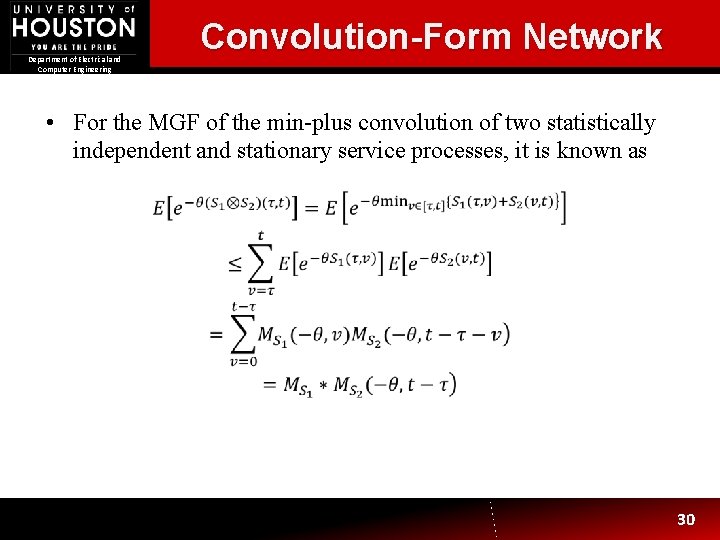Convolution-Form Network Department of Electrical and Computer Engineering • For the MGF of the Convolution-Form Network Department of Electrical and Computer Engineering • For the MGF of the