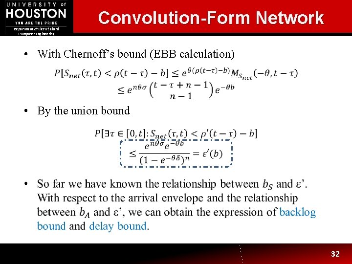 Convolution-Form Network Department of Electrical and Computer Engineering • With Chernoff’s bound (EBB calculation) Convolution-Form Network Department of Electrical and Computer Engineering • With Chernoff’s bound (EBB calculation)