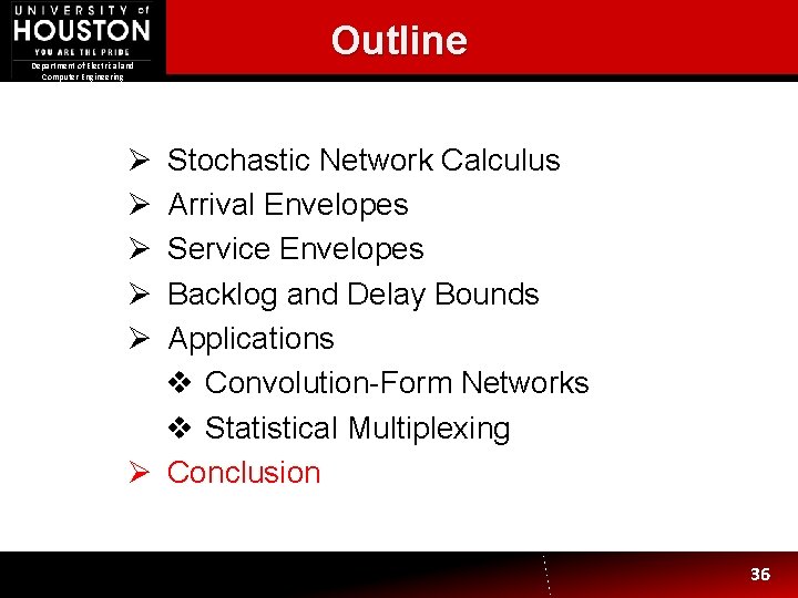 Department of Electrical and Computer Engineering Outline Ø Ø Ø Stochastic Network Calculus Arrival Department of Electrical and Computer Engineering Outline Ø Ø Ø Stochastic Network Calculus Arrival
