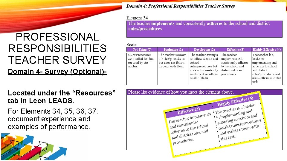 PROFESSIONAL RESPONSIBILITIES TEACHER SURVEY Domain 4 - Survey (Optional)Located under the “Resources” tab in