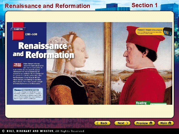 Renaissance and Reformation Section 1 