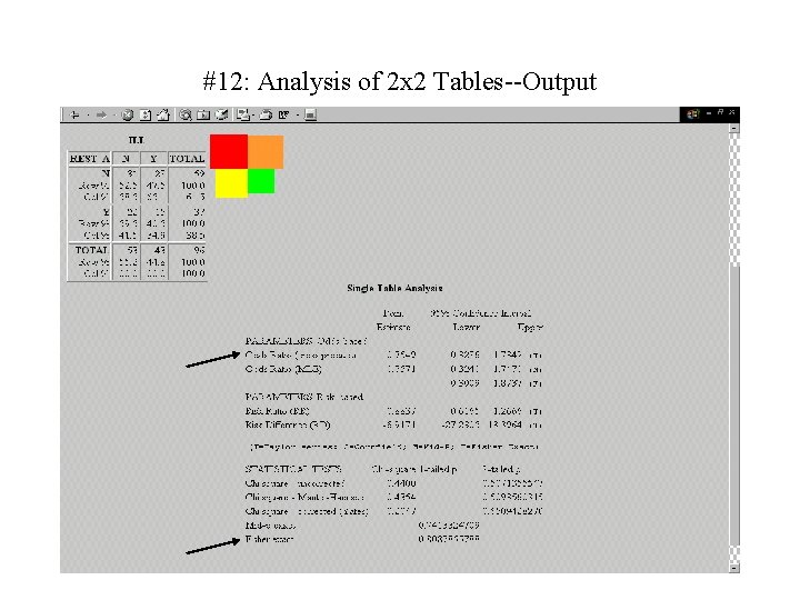 #12: Analysis of 2 x 2 Tables--Output 