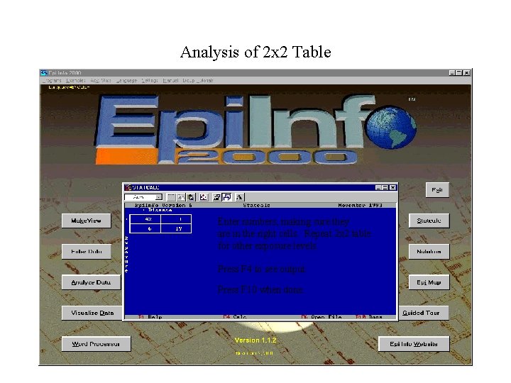 Analysis of 2 x 2 Table Enter numbers, making sure they are in the