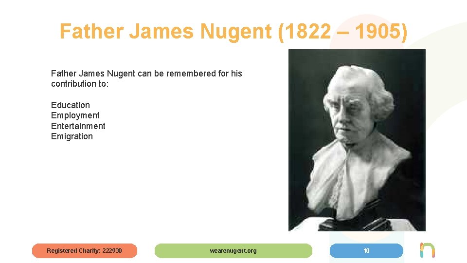 Father James Nugent (1822 – 1905) Father James Nugent can be remembered for his