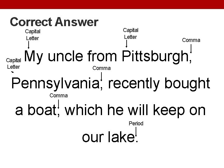 Correct Answer Capital Letter Comma My uncle from Pittsburgh, Comma Pennsylvania, recently bought Comma
