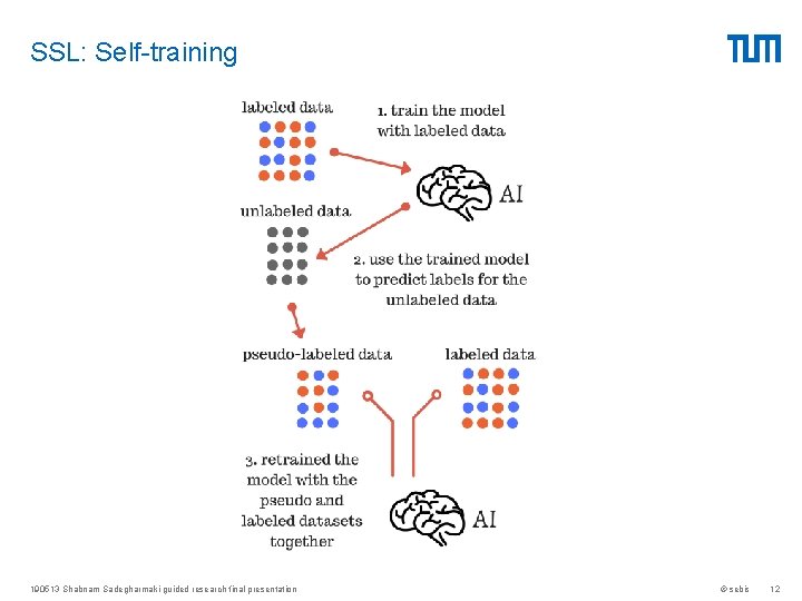 SSL: Self-training 190513 Shabnam Sadegharmaki guided research final presentation © sebis 12 SSL: Self-training 190513 Shabnam Sadegharmaki guided research final presentation © sebis 12