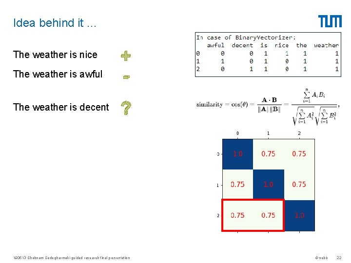 Idea behind it … The weather is awful + - The weather is decent Idea behind it … The weather is awful + - The weather is decent