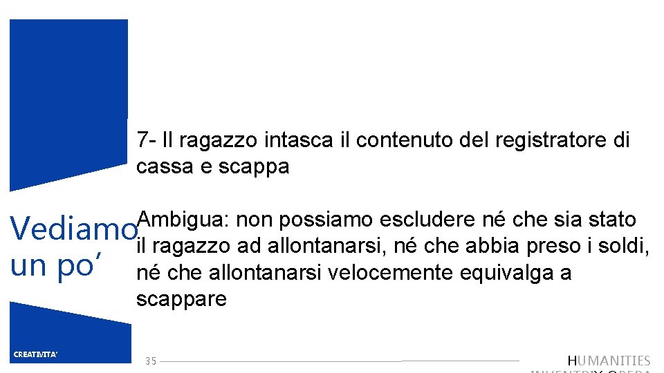 7 - Il ragazzo intasca il contenuto del registratore di cassa e scappa Ambigua: